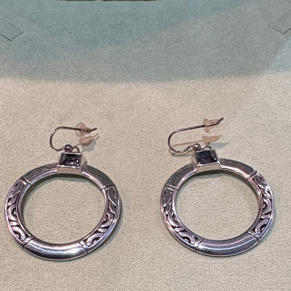 Silver Circle Earrings with stone